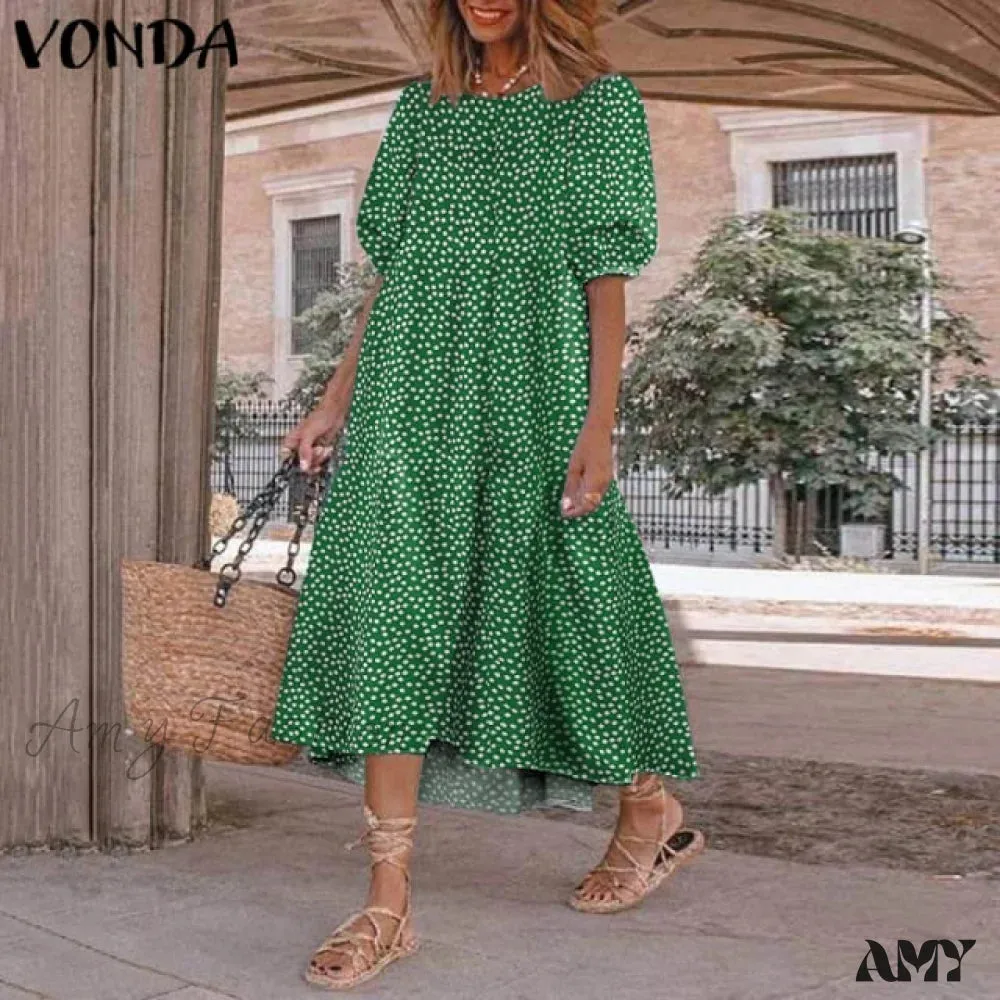 Amy Fashion - Short Sleeve Vintage Plaid Printed Sundress