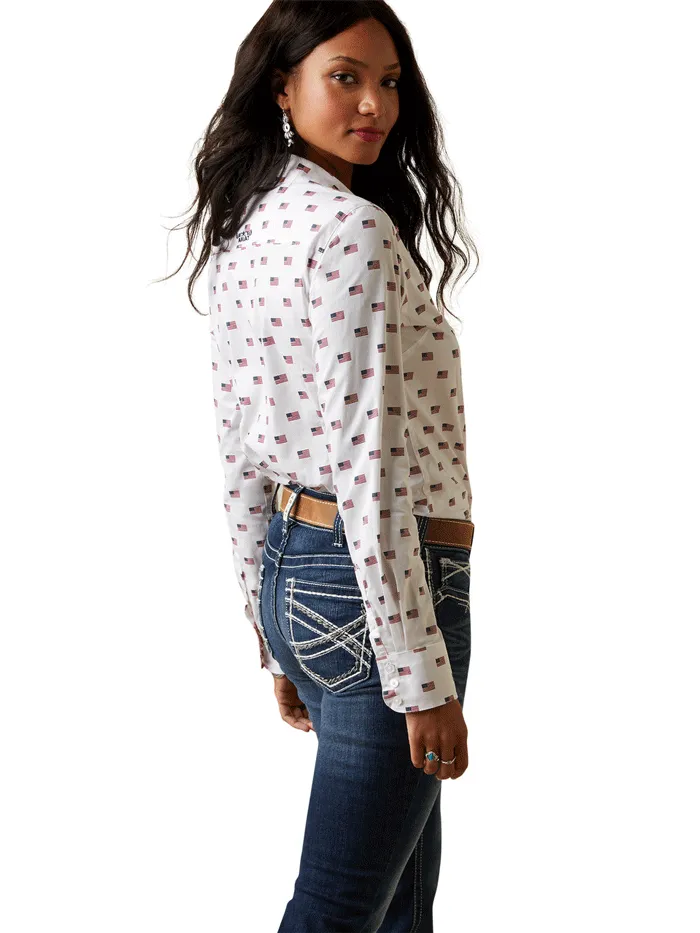 Ariat 10044949 Womens Wrinkle Free Kirby Long Sleeve Shirt USA White