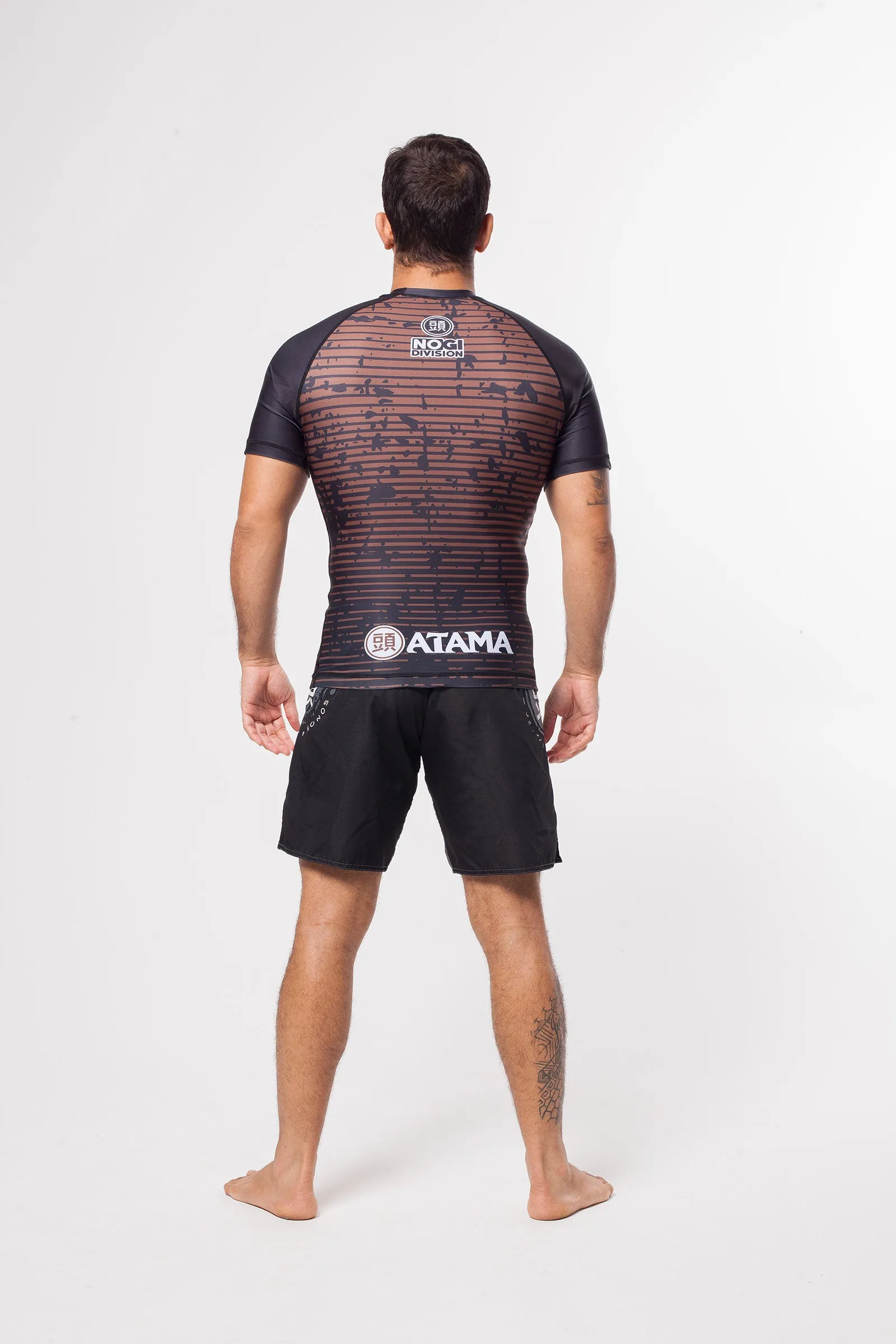 ATAMA BROWN RANKED RASH GUARDS - SHORT SLEEVE