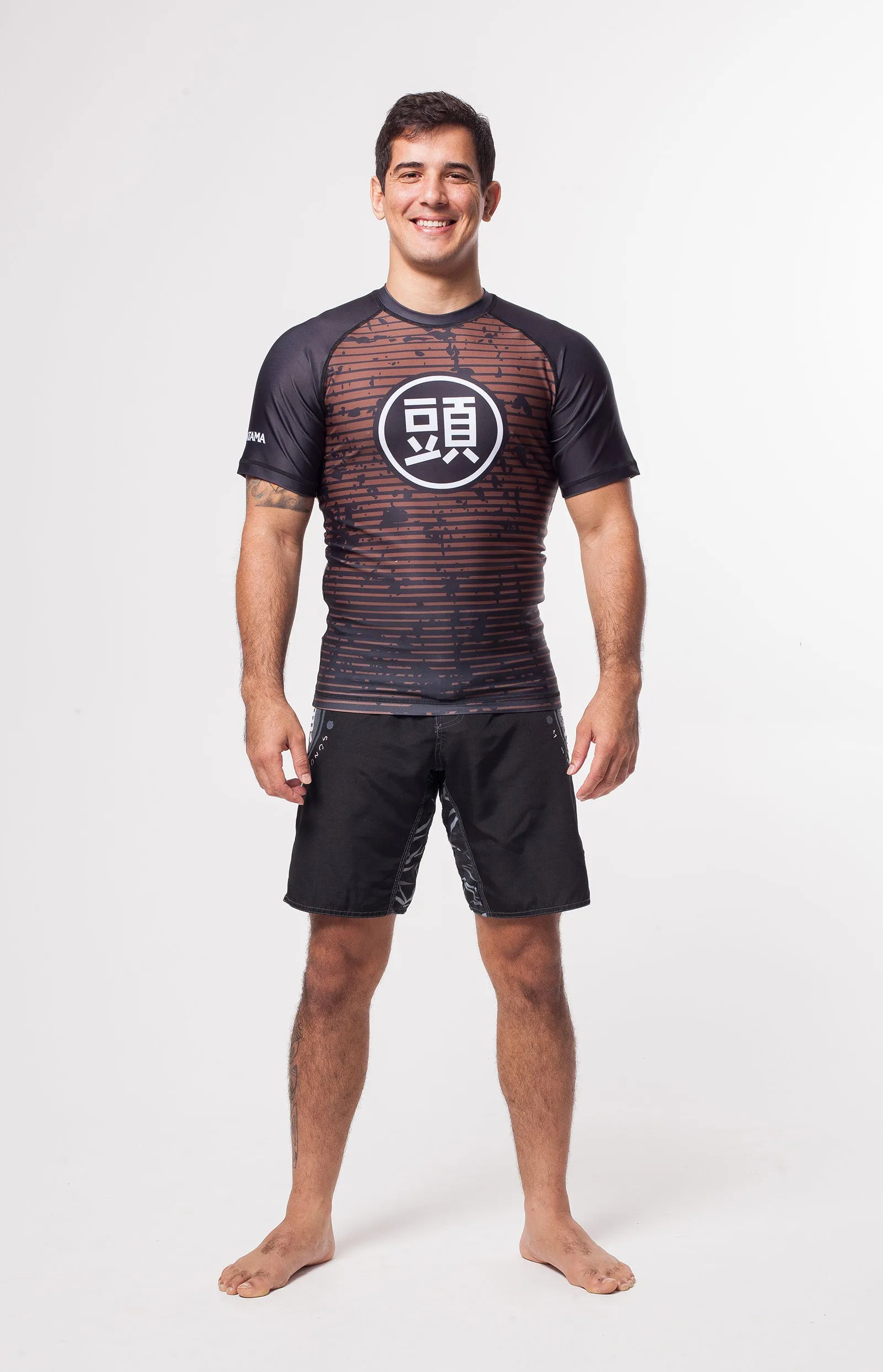 ATAMA BROWN RANKED RASH GUARDS - SHORT SLEEVE