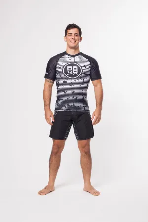 ATAMA WHITE RANKED RASH GUARDS - SHORT SLEEVE