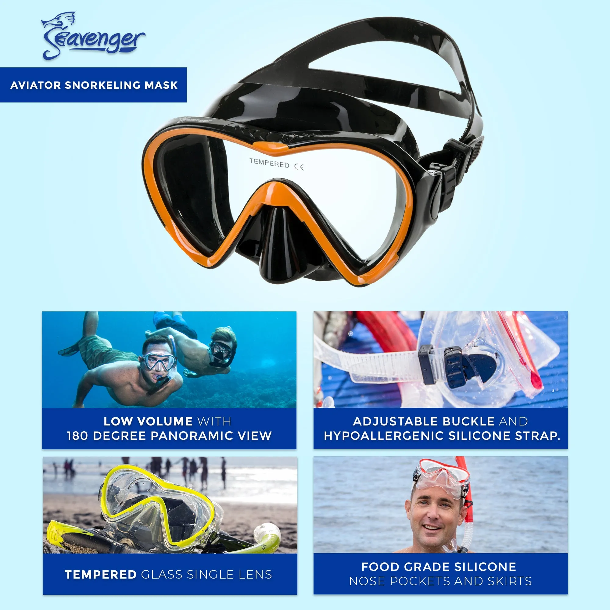 Aviator Snorkel Set - Black