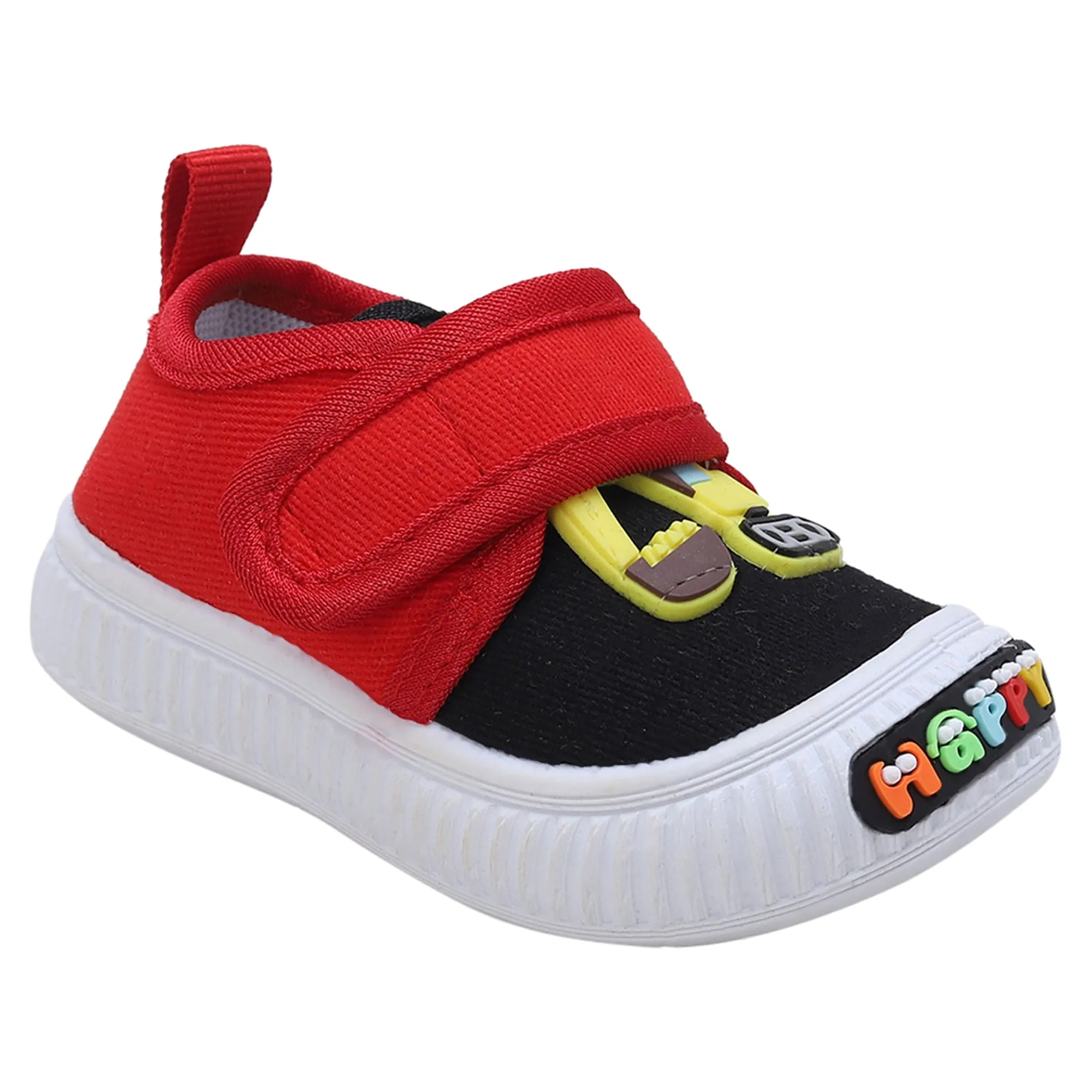 Baby Moo Truck Applique Velcro Strap Anti-Skid Chu Chu Sound Sneakers - Black