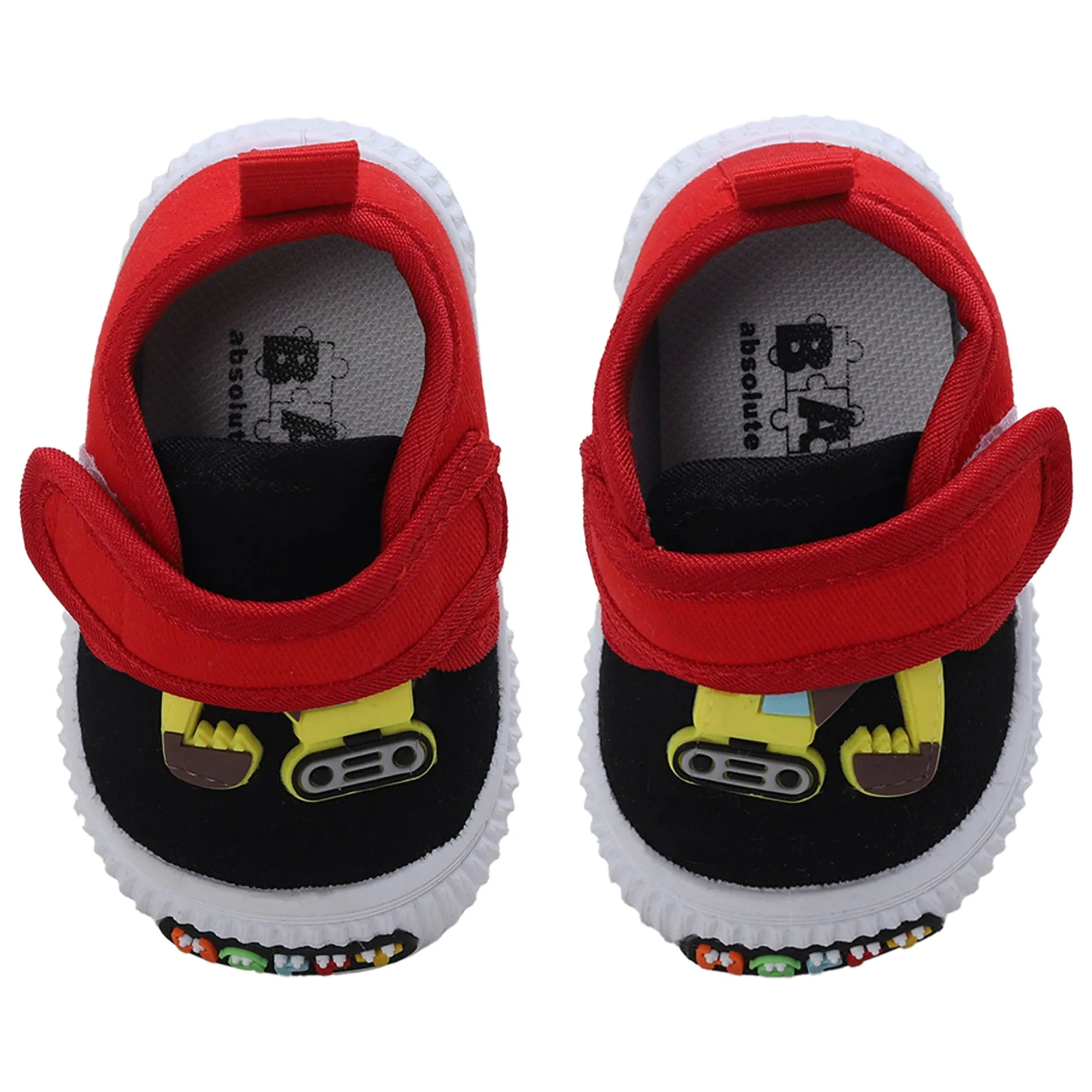 Baby Moo Truck Applique Velcro Strap Anti-Skid Chu Chu Sound Sneakers - Black