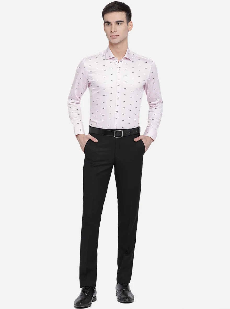 Baby Pink Printed Slim Fit Party Wear Shirt | Greenfibre