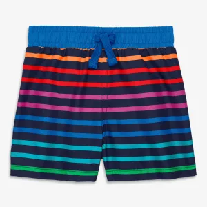 Baby swim trunk in double rainbow stripe