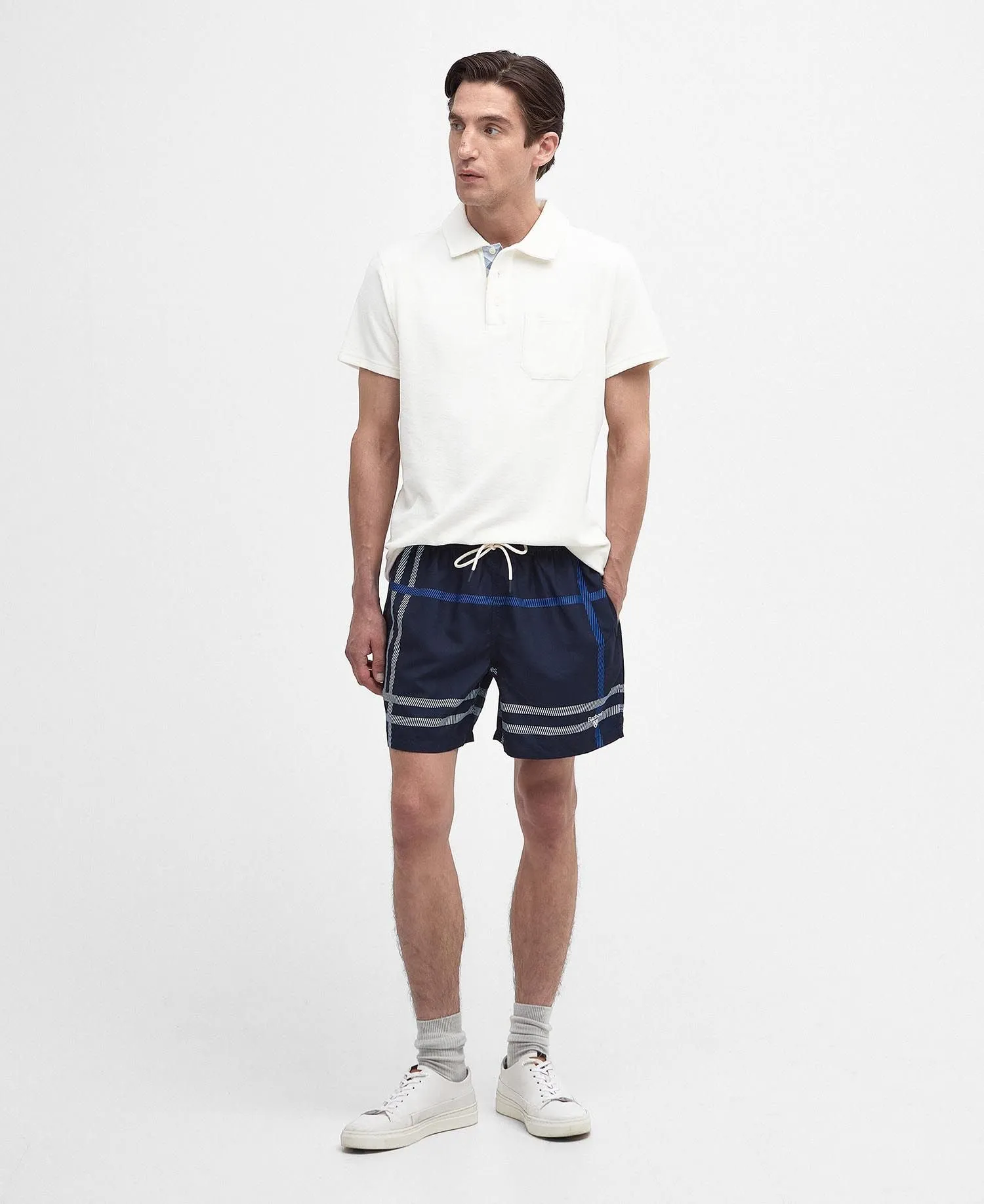 Barbour 'Twain' Overszed Tartan Print Swim Shorts