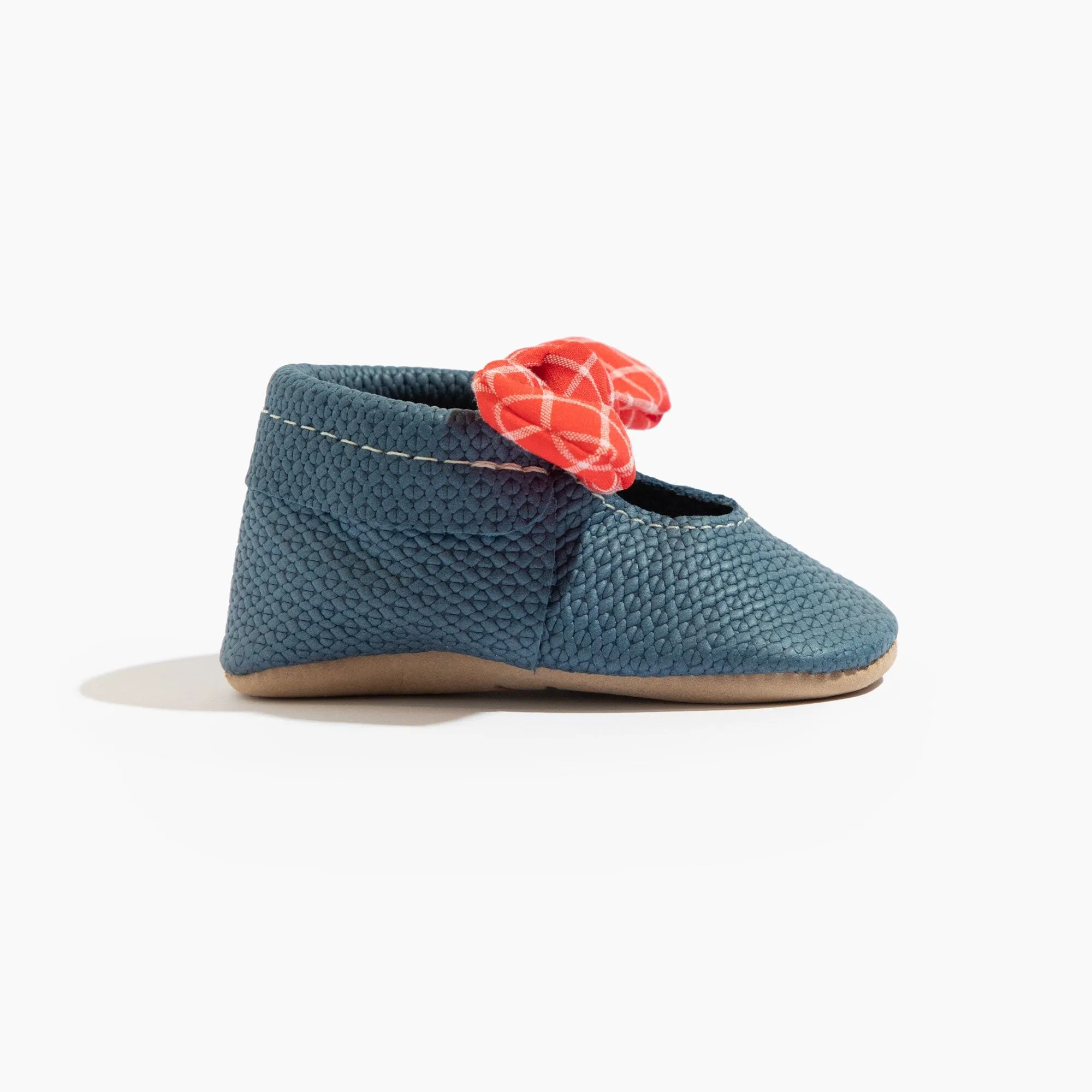 Blue Jean Knotted Bow Baby Shoe