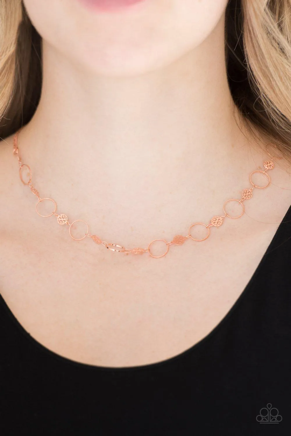 Demurely Dainty Shiny Copper Necklace - Paparazzi Accessories