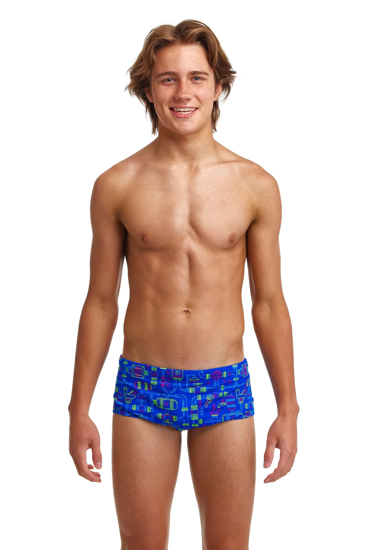 Funky Trunks Boy's Backed Up Sidewinder Trunks