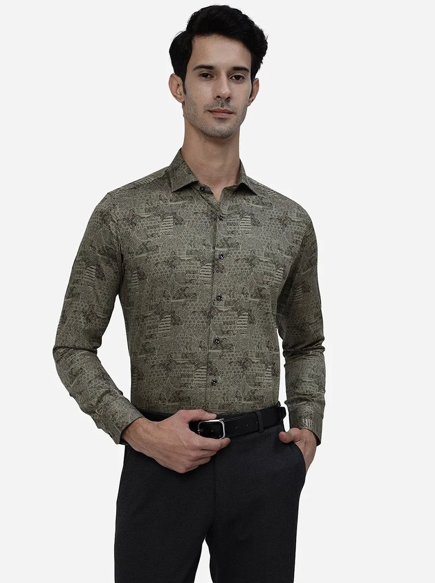 Golden Printed Slim Fit Party Wear Shirt | JB Studio