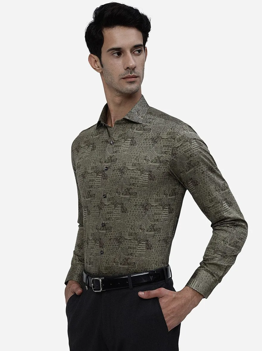 Golden Printed Slim Fit Party Wear Shirt | JB Studio