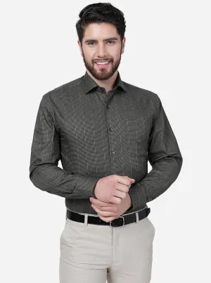 Green & Black Striped Regular Fit Formal Shirt | JadeBlue