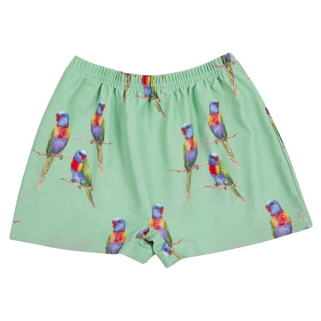 Green Rainbow Lorikeet Swim Shorts