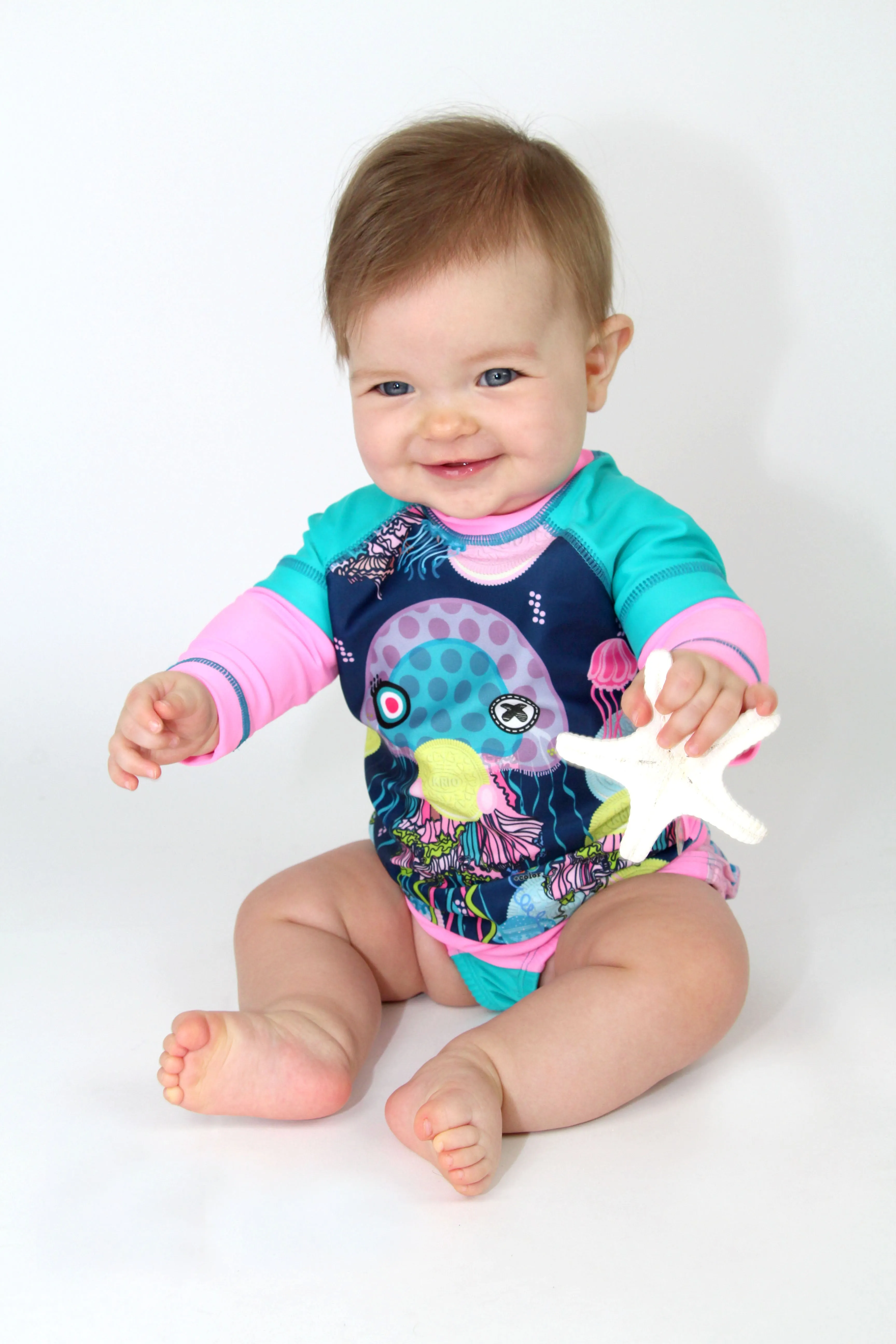 Jellyfish Cookies Baby Girl Long Sleeve Rash Guard Shirt