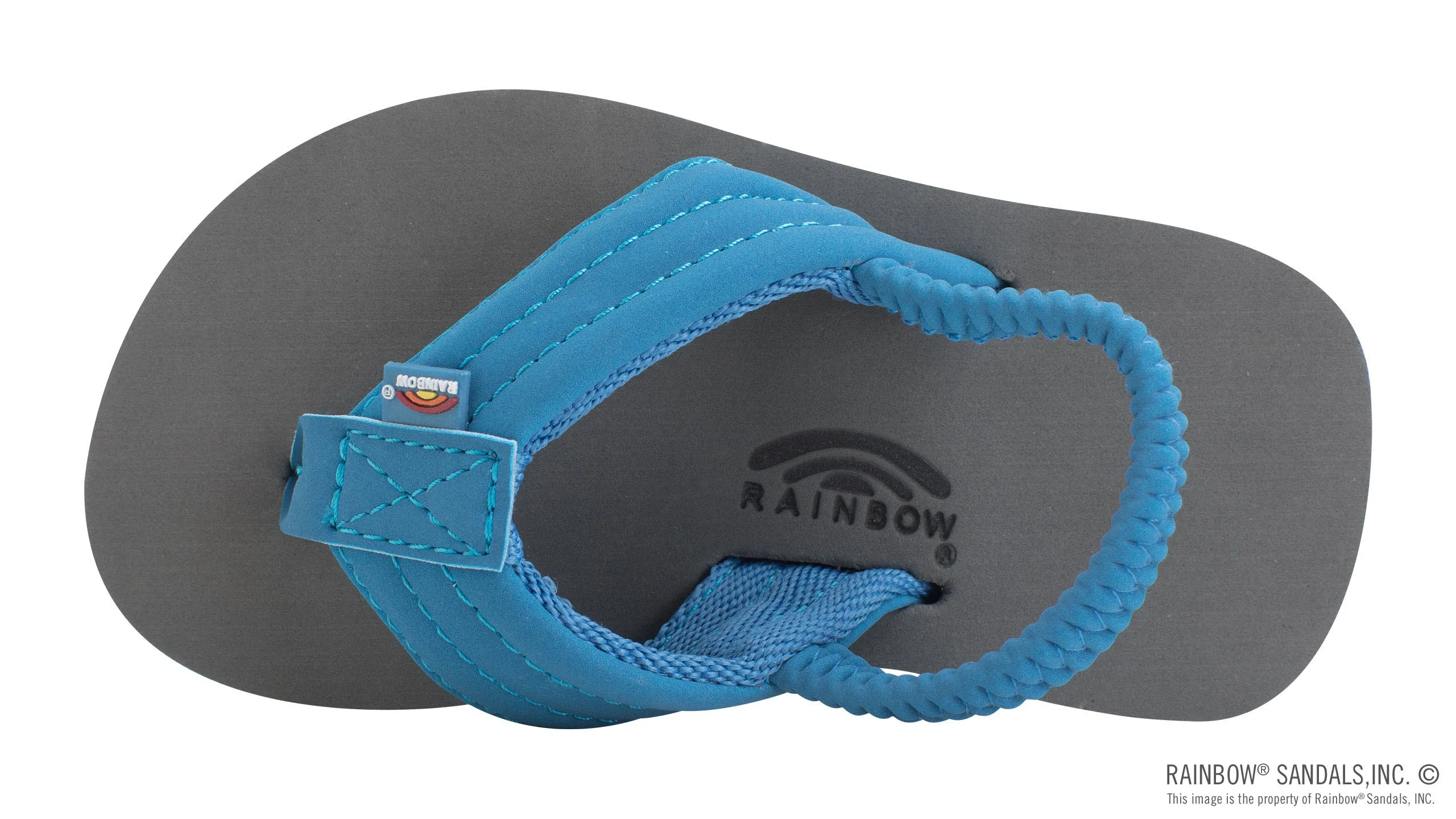 Kids Grombow - Soft Rubber Top Sole with 1" Strap Pinline in Blue /Orange Pinline