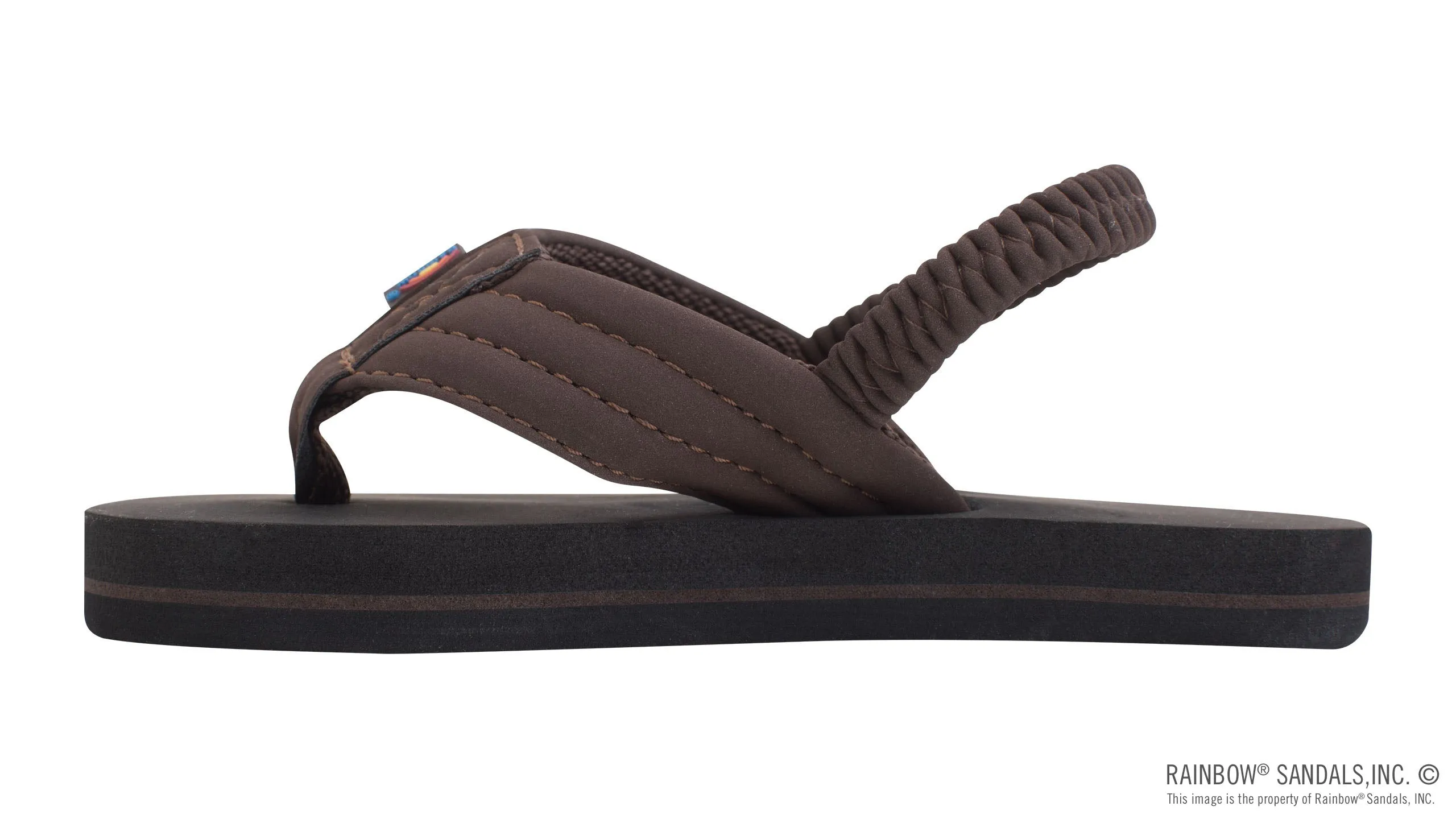 Kids Grombow - Soft Rubber Top Sole with 1" Strap Pinline in Brown