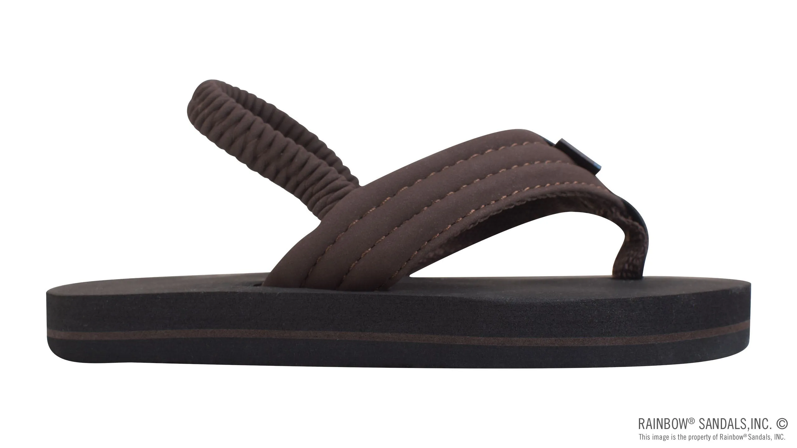 Kids Grombow - Soft Rubber Top Sole with 1" Strap Pinline in Brown