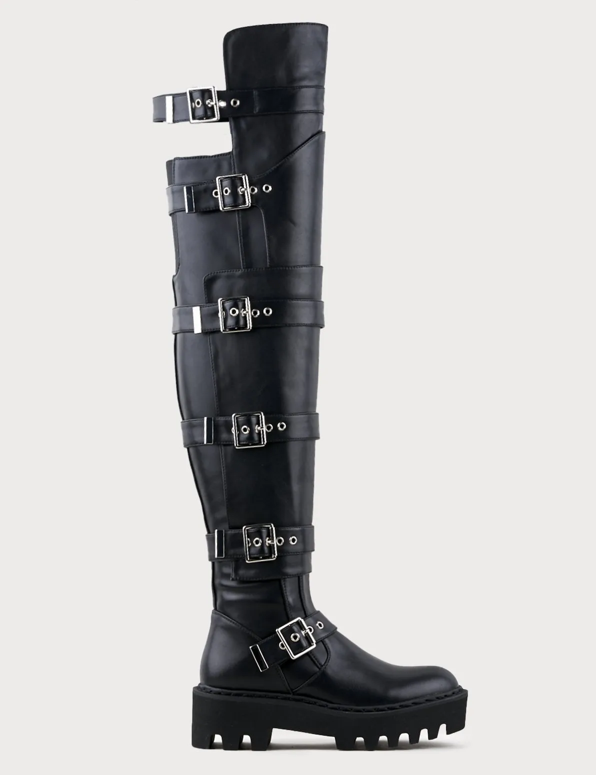 Lamoda Black High Leg Buckle Boots