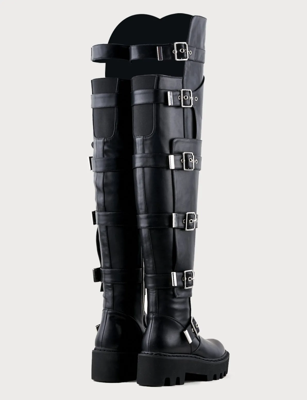 Lamoda Black High Leg Buckle Boots