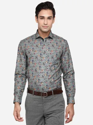 Light Green Printed Slim Fit Party Wear Shirt | Greenfibre