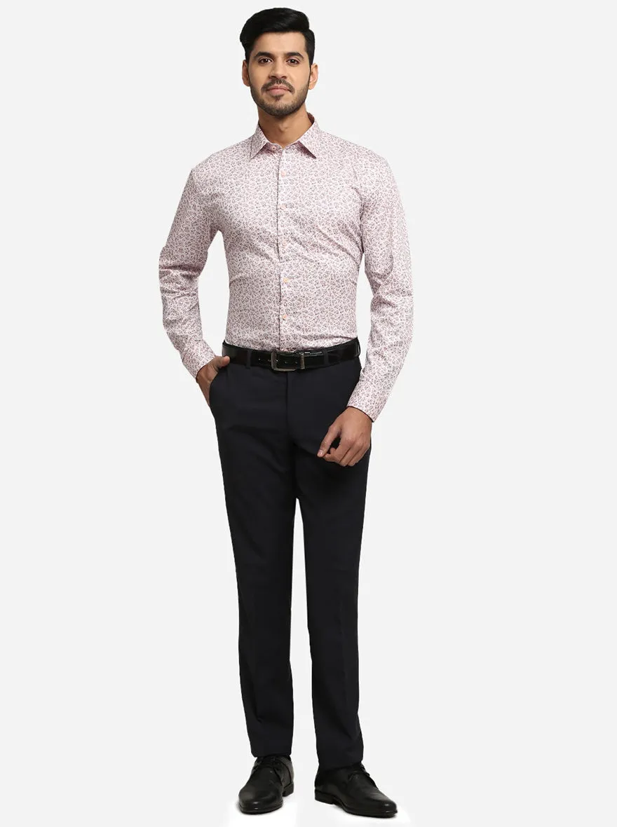 Light Pink Printed Regular Fit Formal Shirt | JadeBlue