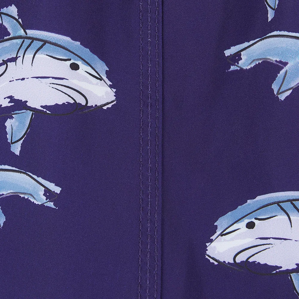 Matching Father & Son Sharks Swim Shorts with Waterproof Pocket