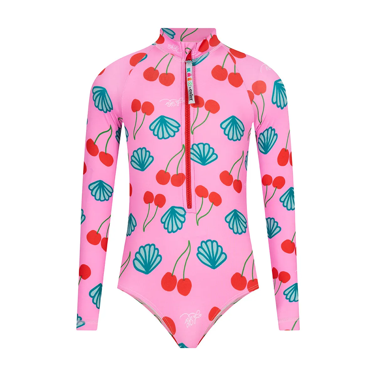 Mon Cheri Girls Long Sleeve Bodysuit Rash Guard With Zipper