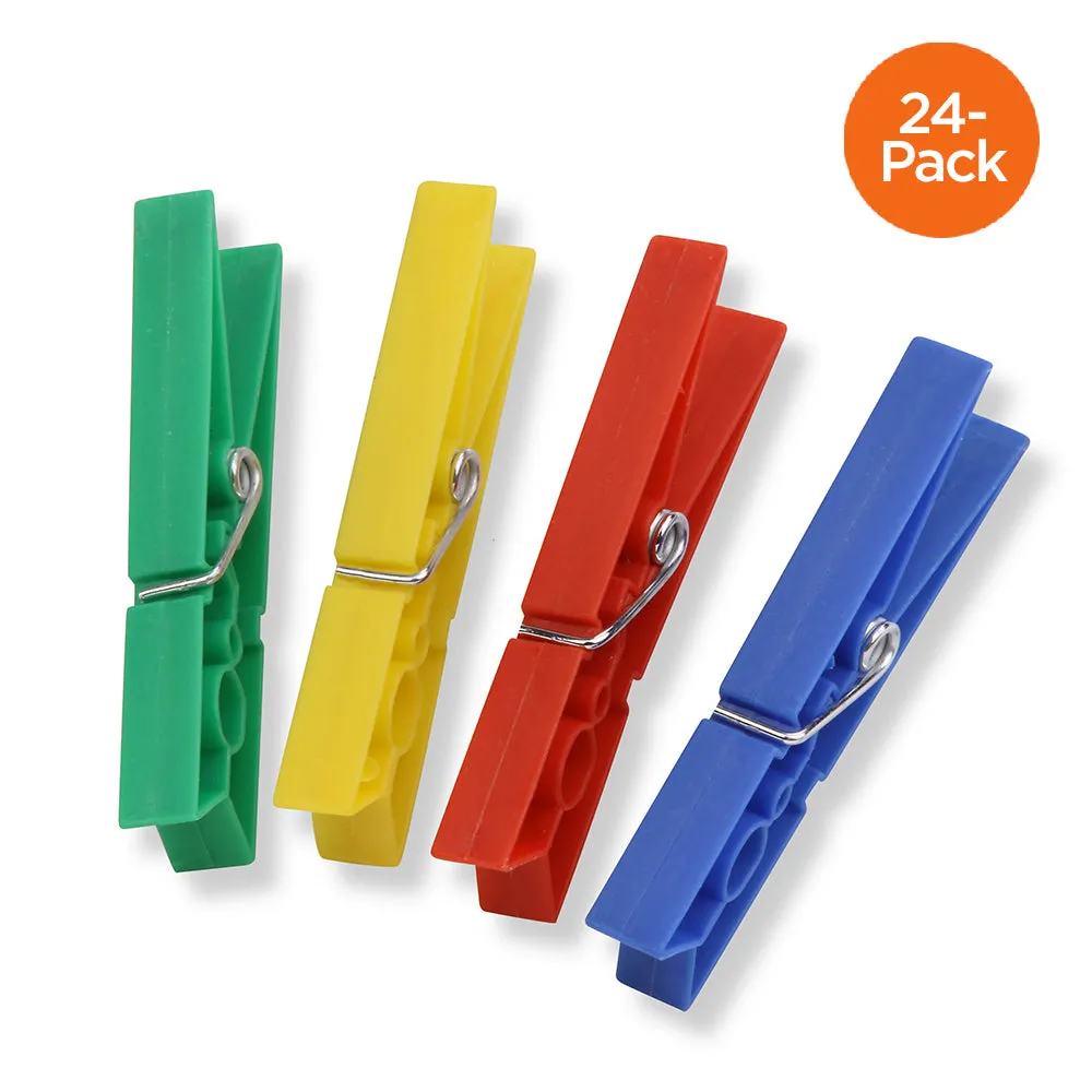 Multi-Color Plastic Clothespins (24-Pack)