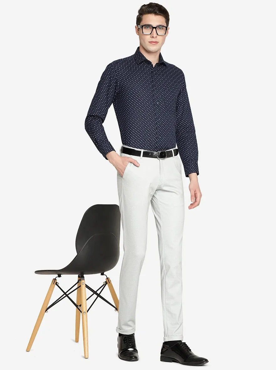 Navy Blue   Printed Slim Fit Formal Shirt | Greenfibre