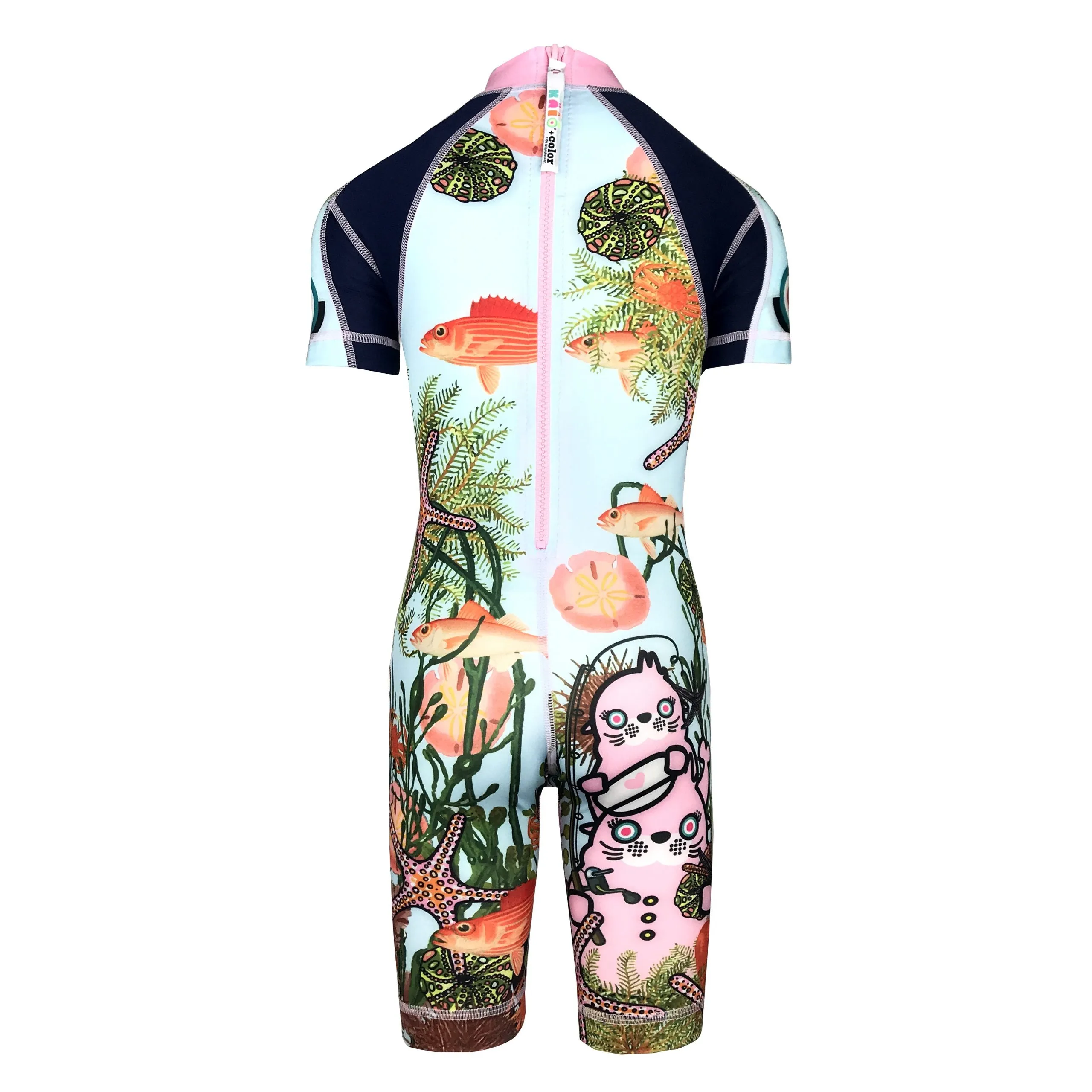 Oceano Sea Lion Girls Short Sleeve Sunsuit