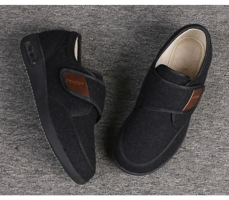 Owlkay Wool Upper Adjustable Velcro Easy Wear Shoes - NW013Y