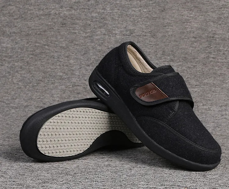 Owlkay Wool Upper Adjustable Velcro Easy Wear Shoes - NW013Y