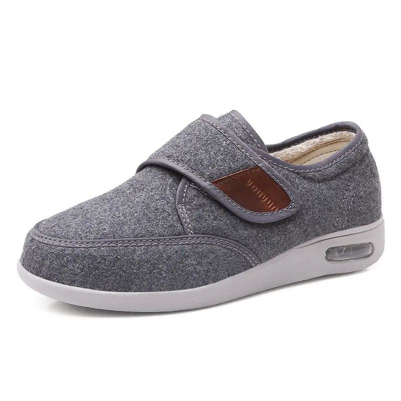 Owlkay Wool Upper Adjustable Velcro Easy Wear Shoes - NW013Y