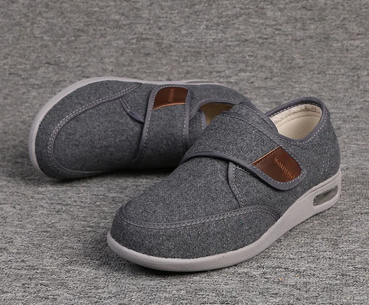 Owlkay Wool Upper Adjustable Velcro Easy Wear Shoes - NW013Y