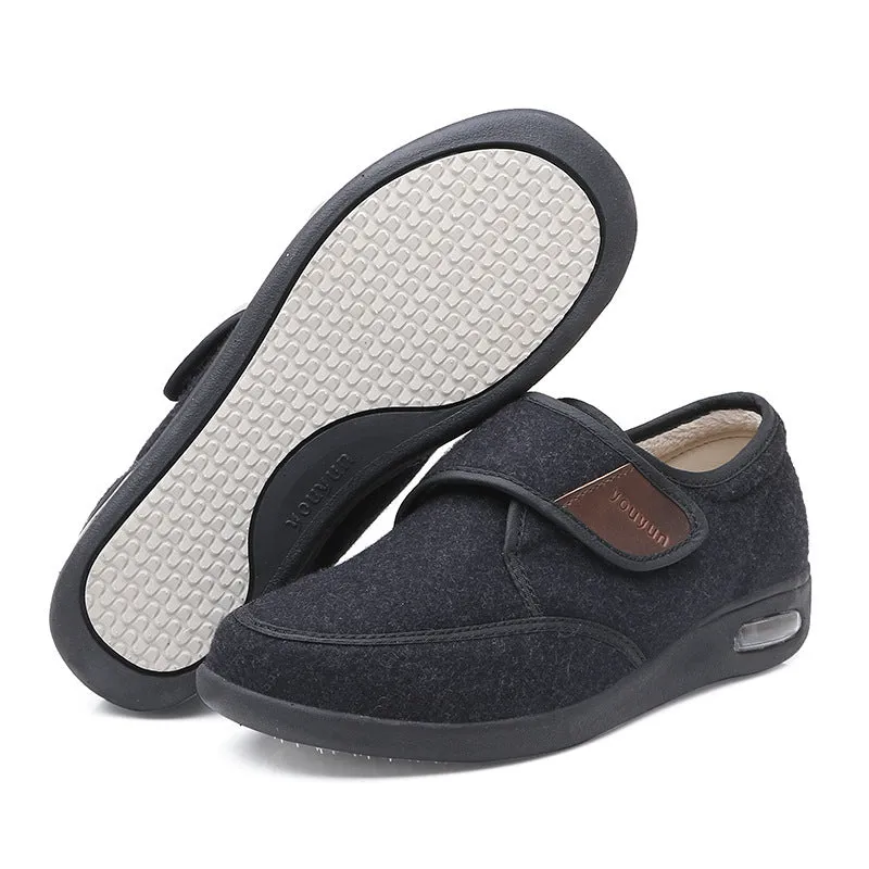 Owlkay Wool Upper Adjustable Velcro Easy Wear Shoes - NW013Y