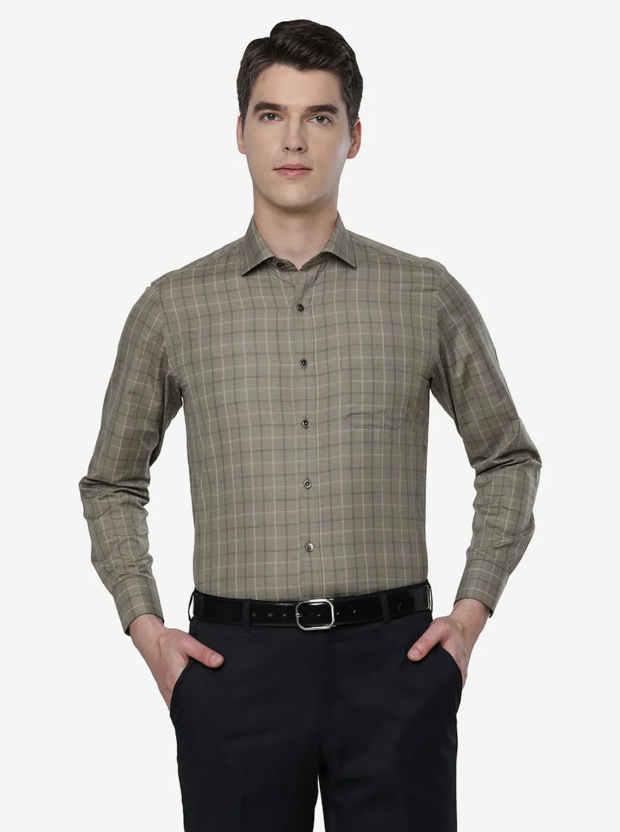 Oyter Grey Checked Slim Fit Formal Shirt | Greenfibre