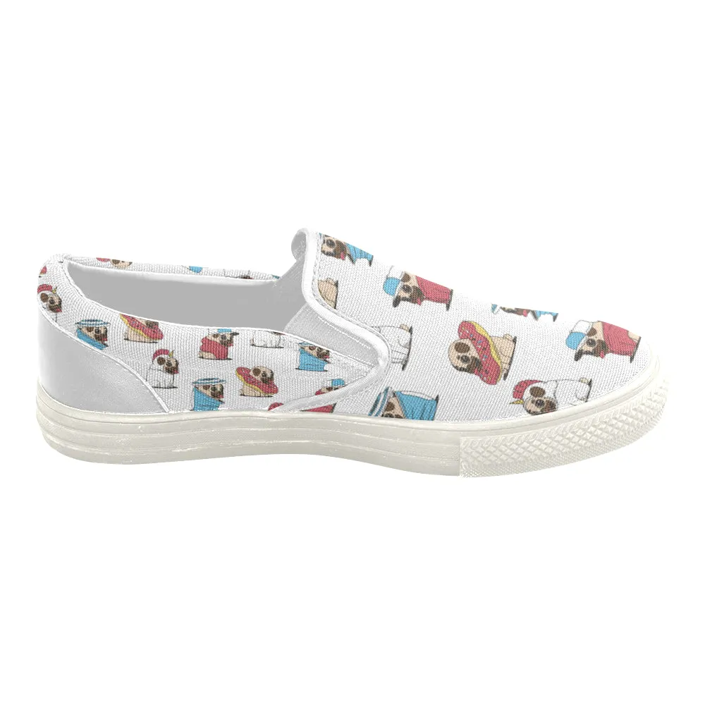 Pug cute Women's Slip-on Canvas Shoes