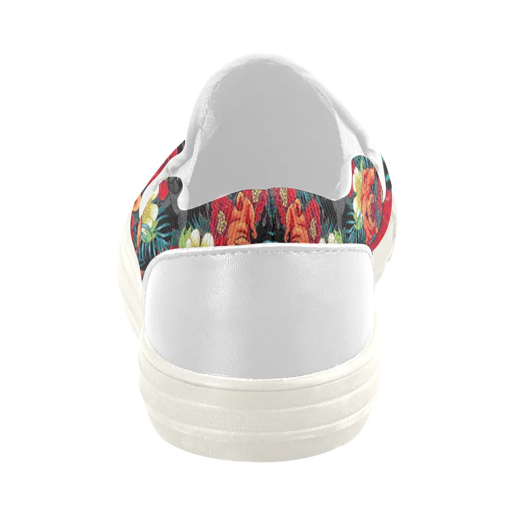 Pug Flower Art Women's Slip-on Canvas Shoes