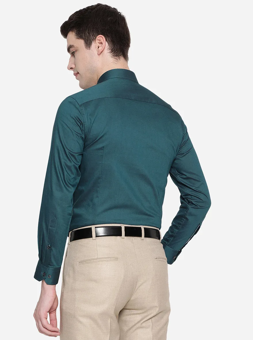 Rama Green Solid Slim Fit Party Wear Shirt | Greenfibre