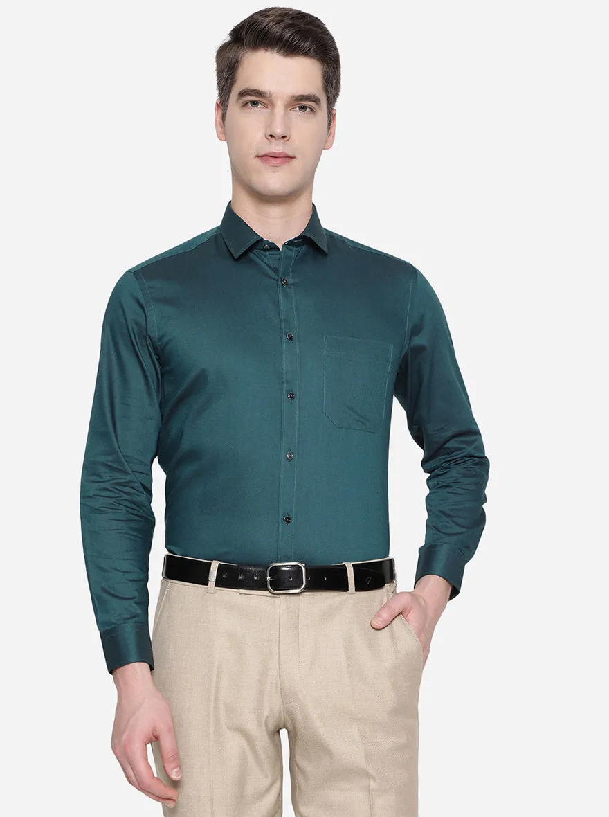 Rama Green Solid Slim Fit Party Wear Shirt | Greenfibre