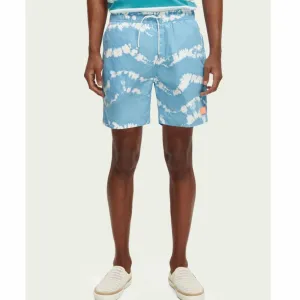 Scotch & Soda Printed Tie-Dye Mid Length Swimshort (Blue Tie Dye) 172421