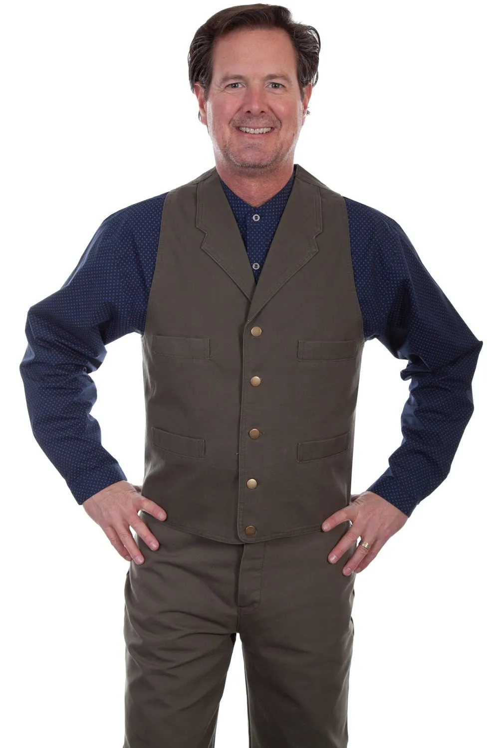 Scully Mens Khaki 100% Cotton Durable Canvas Vest