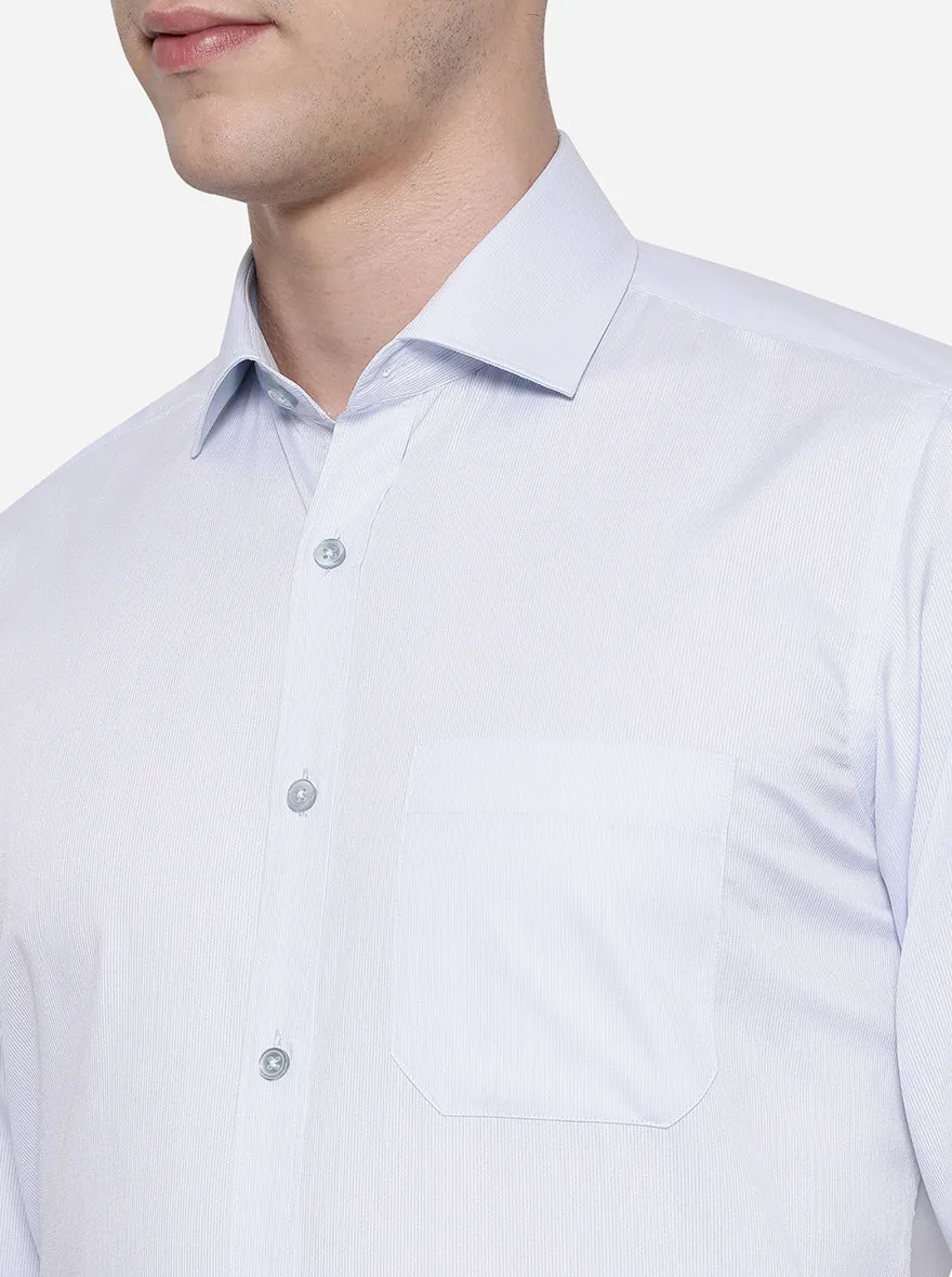 Sky Blue Striped Slim Fit Formal Shirt | Greenfibre