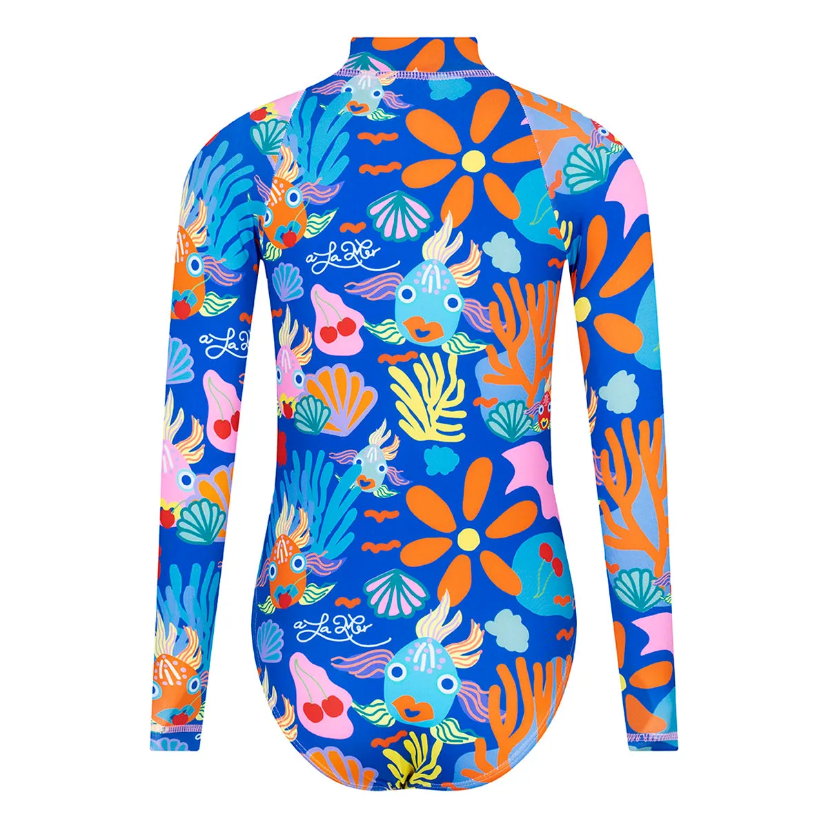 Sparkling Fish Teens Long Sleeve Bodysuit Rash Guard With Zipper