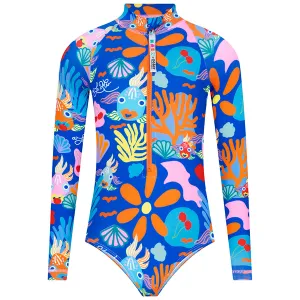 Sparkling Fish Teens Long Sleeve Bodysuit Rash Guard With Zipper