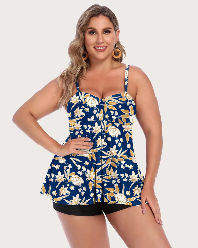 Two Piece Tankini Set Swimwear Suit with Shorts