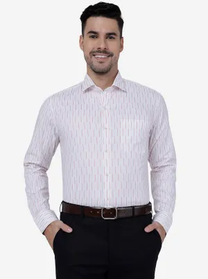 White & Pink Striped Slim Fit Formal Shirt | Metal