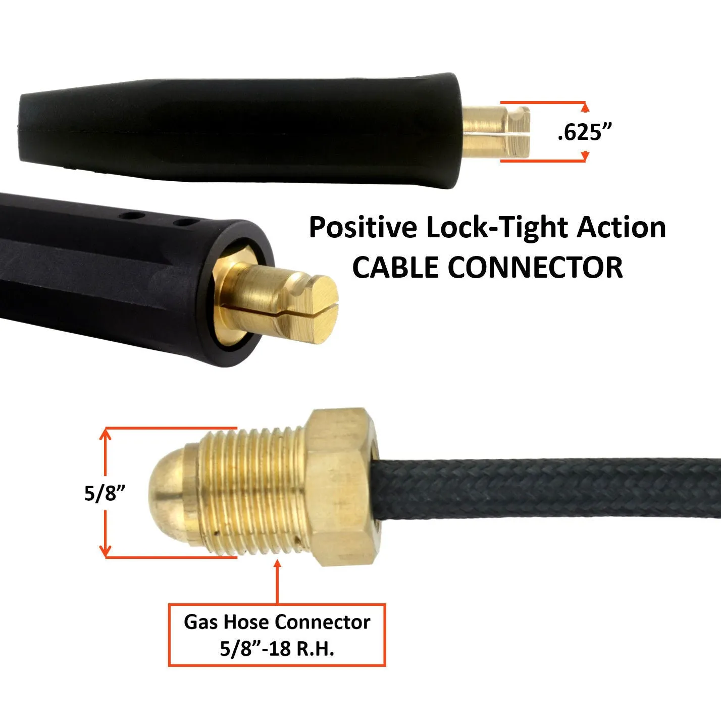 WP Series - Air Cooled TIG Torch with Valve - 2-Piece Cable with LC-40 Connector