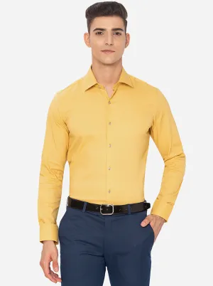 Yellow Solid Slim Fit Party Wear Shirt | JB Studio